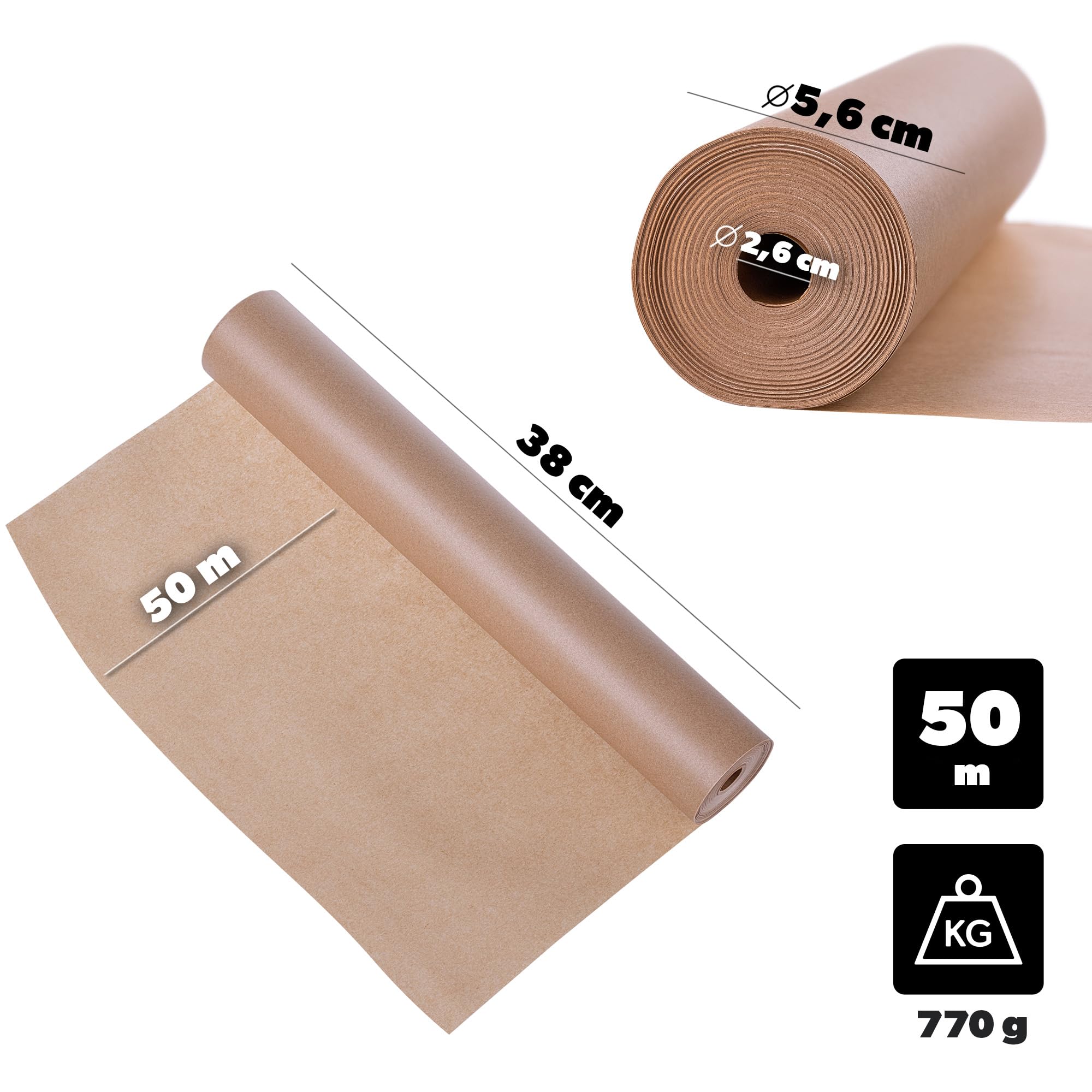 KADAX 5 x Backpapier auf Rolle, 38 cm x 50 m, Pergamentpapier mit beidseitiger Silikonbeschichtung, antihaft & hitzebeständig, Papier zum Backen, Backzubehör