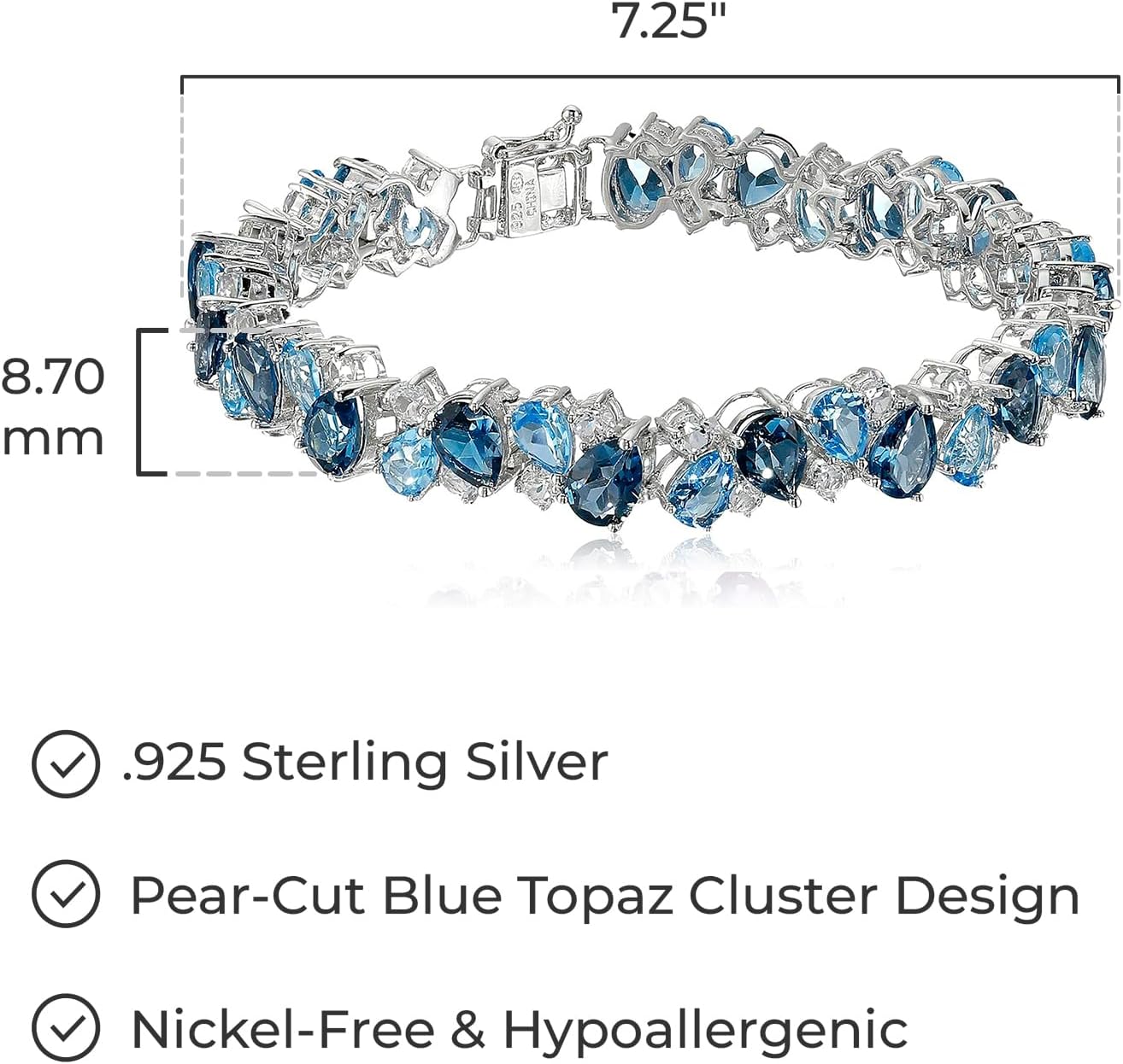 Amazon Essentials Sterling Silver Created Gemstones Bracelet, 7.25" (previously Amazon Collection) - Image 6