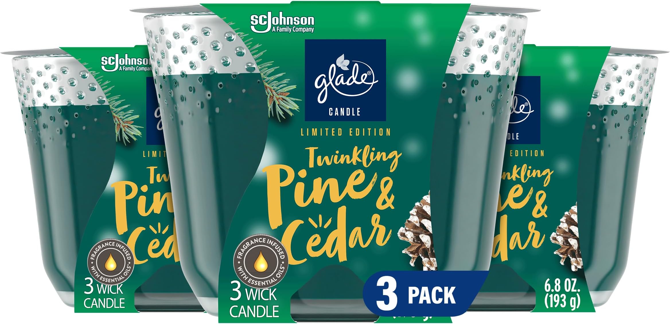Glade Candle Twinkling Pine & Cedar, Fragrance Candle