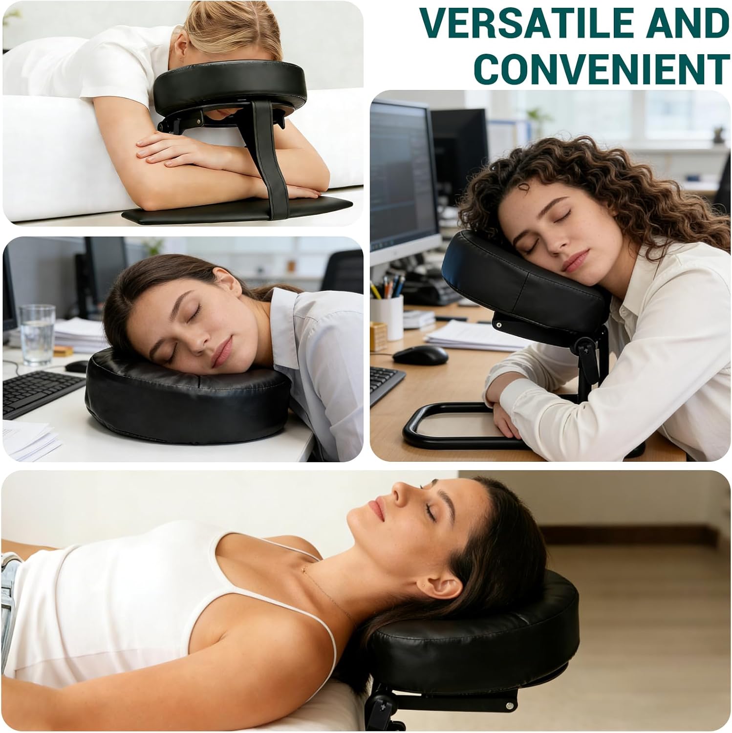 Massage Headrest for Bed, Adjustable Bed Massage Head Holder with Memory Foam Face Cradle, Home Mattress Top Massage Kit for Eye Surgery Recovery & Comfortable Relaxation(with Arm Rest)