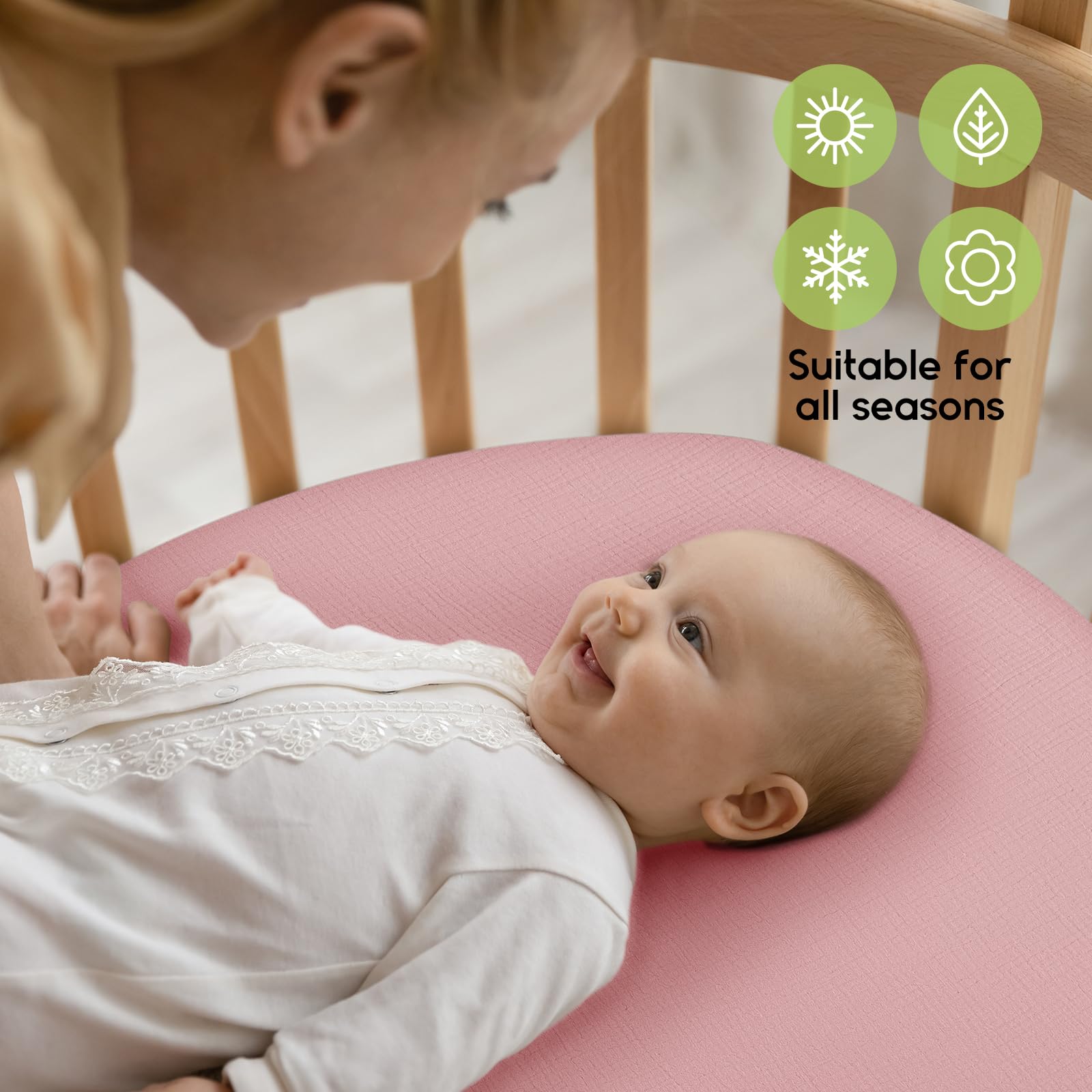 Yoofoss Set 2 Lenzuolo con Angoli 100% Cotone Bambini 55x90 cm Super Morbido Lenzuolo Biancheria da Letto per Bebè (Beige Rosa)