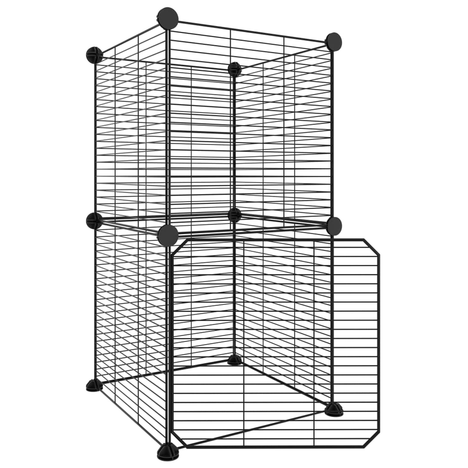 Homgoday Klatka dla zwierząt 8 paneli z czarnymi drzwiami 35 x 35 cm stal, dekoracja klatki dla psa klatka dla psa wewnętrzna Kennel dla psów klatki dla psów ogrodzenie dla psów na zewnątrz model