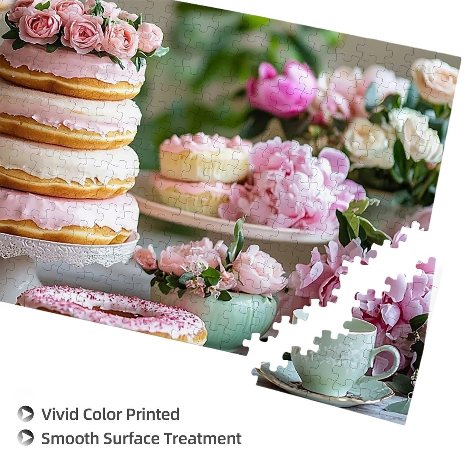 Puzzle dla dorosłych 1100 elementów, puzzle kwiatowe ciasto, dla dorosłych puzzle klasyczne i od 14 lat junior, rodzinne puzzle rozrywka w domu prezent 87x42cm l-137