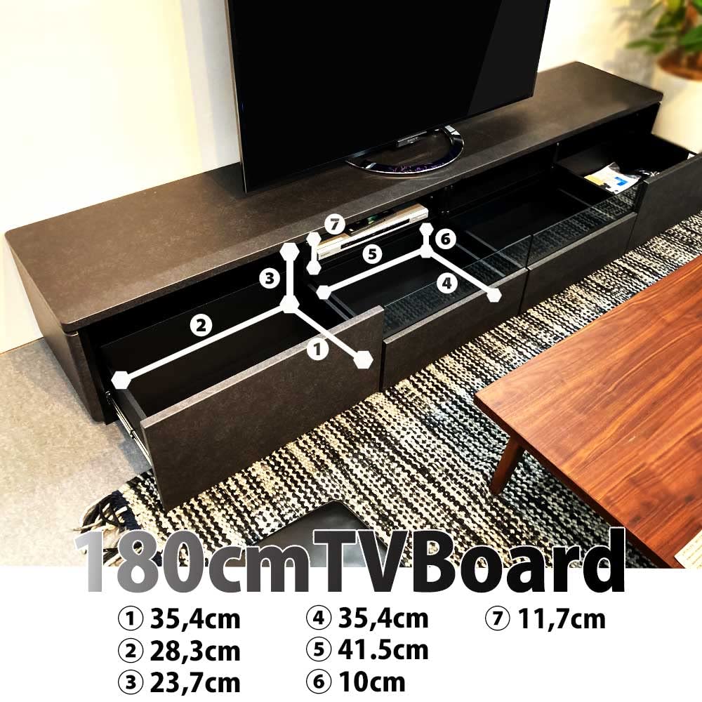 テレビ台 テレビボード 木目調 ブラック 幅180cm RASIK（ラシク） Stova ワイド テレビボード 幅180cm 55型対応