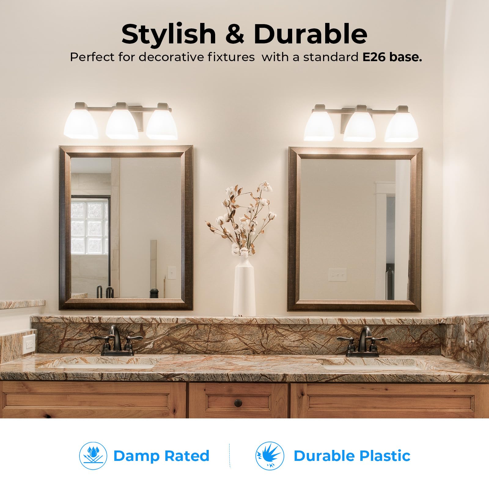 Vanity Light Bulbs for Bathroom G25 LED Globe Light Bulbs for Makeup Mirror Dressing Room 60W Equivalent 5000K — view 4