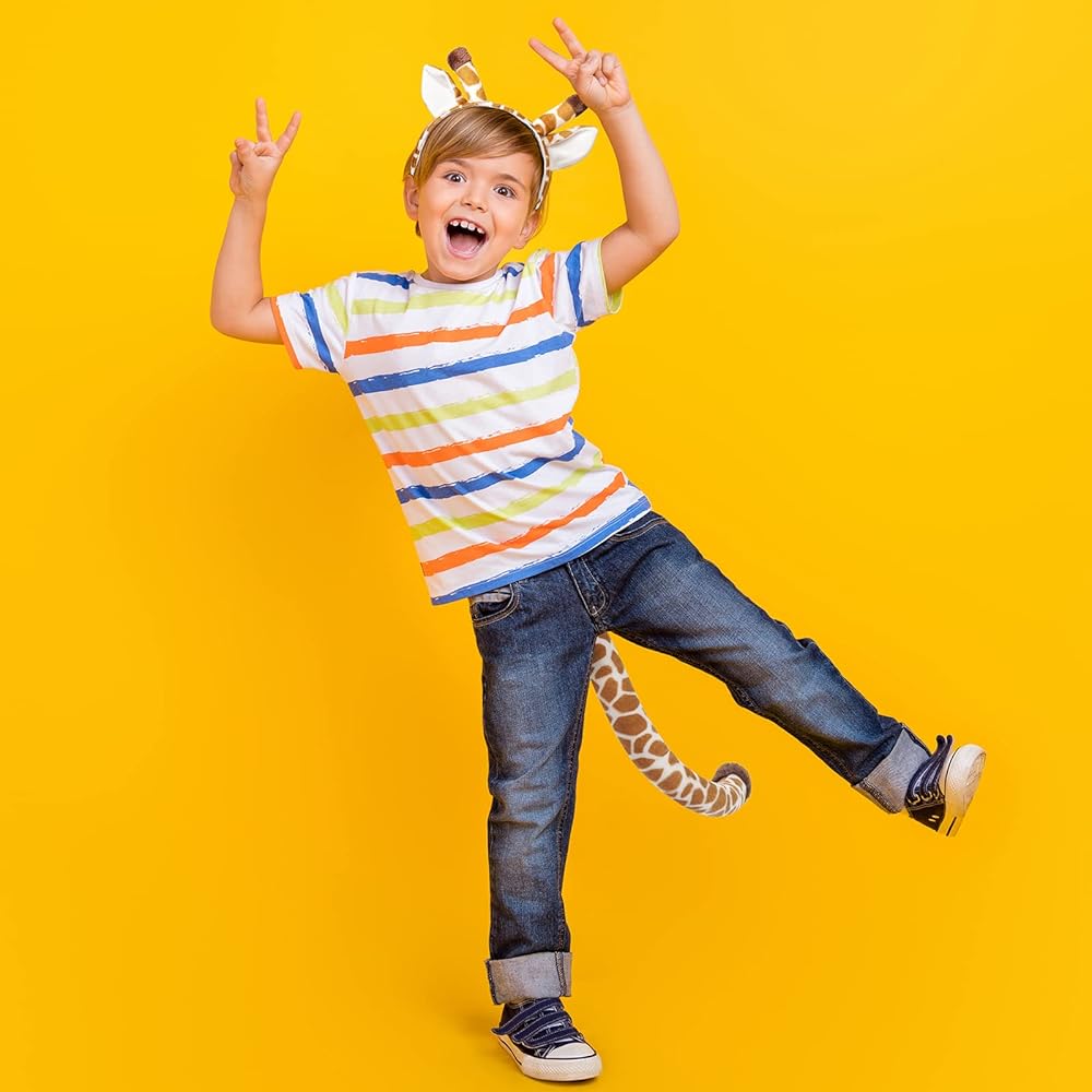 Costume Giraffa EUPSIIU 2 Pezzi - Orecchie E Corna, Fascia Per Capelli, Per Halloween E Carnevale - Foto 11