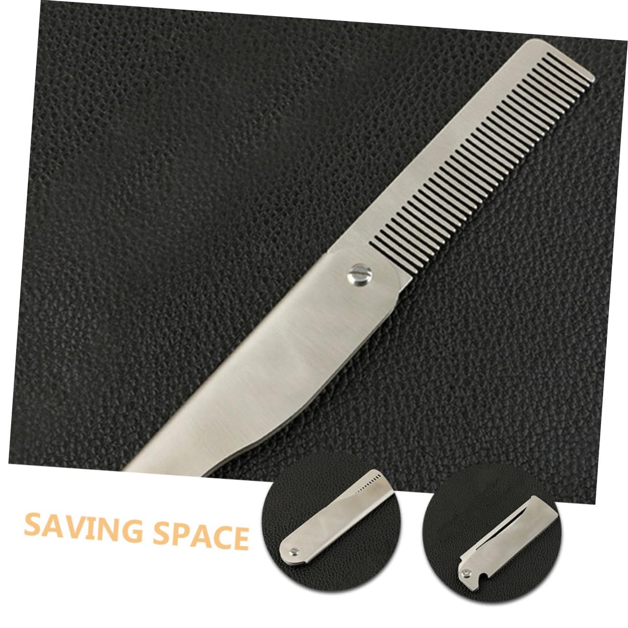 Folding Pocket Comb Set for Men 2pcs Mini Travel Beard and Hair Comb Stainless Steel Hair Styling Tool Portable Grooming Kit for Home and On-the-Go