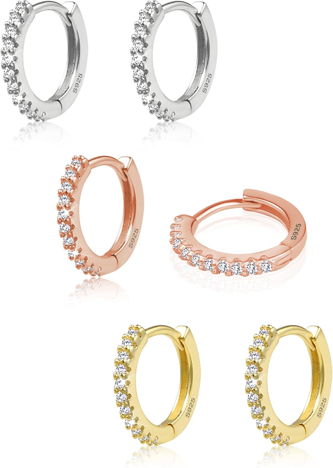 KISSPAT 3 Pairs Small Gold Huggie Hoop Earrings Set for Women Girls Multi Piercing Earrings Pack