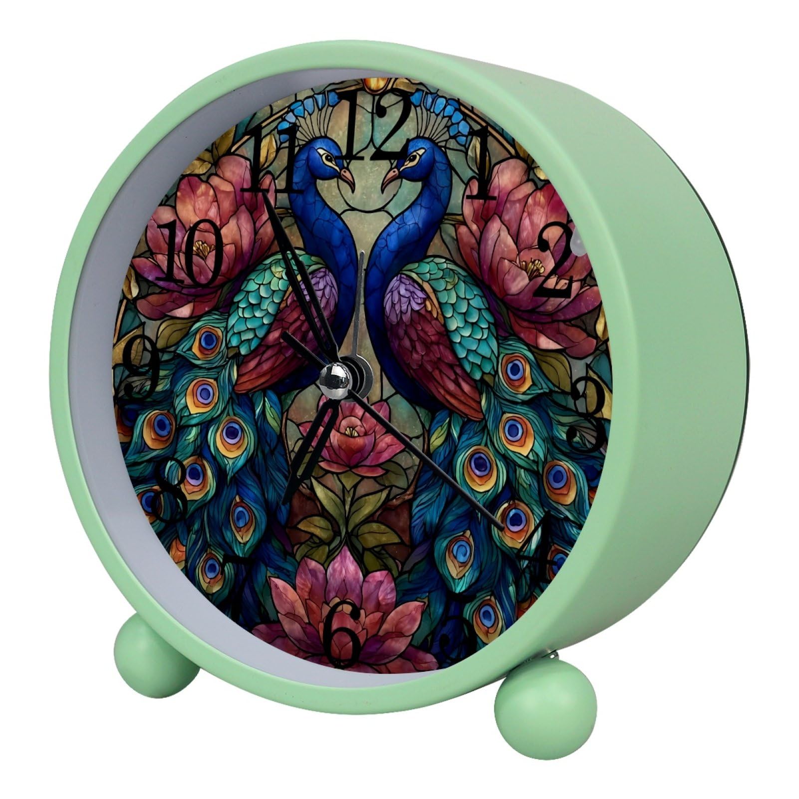 etoenbrc Watercolor Butterfly Silent Analog Alarm Clock Small Battery Operated Clock Slient Plastic Table Clock for Living Room Bedroom Color201