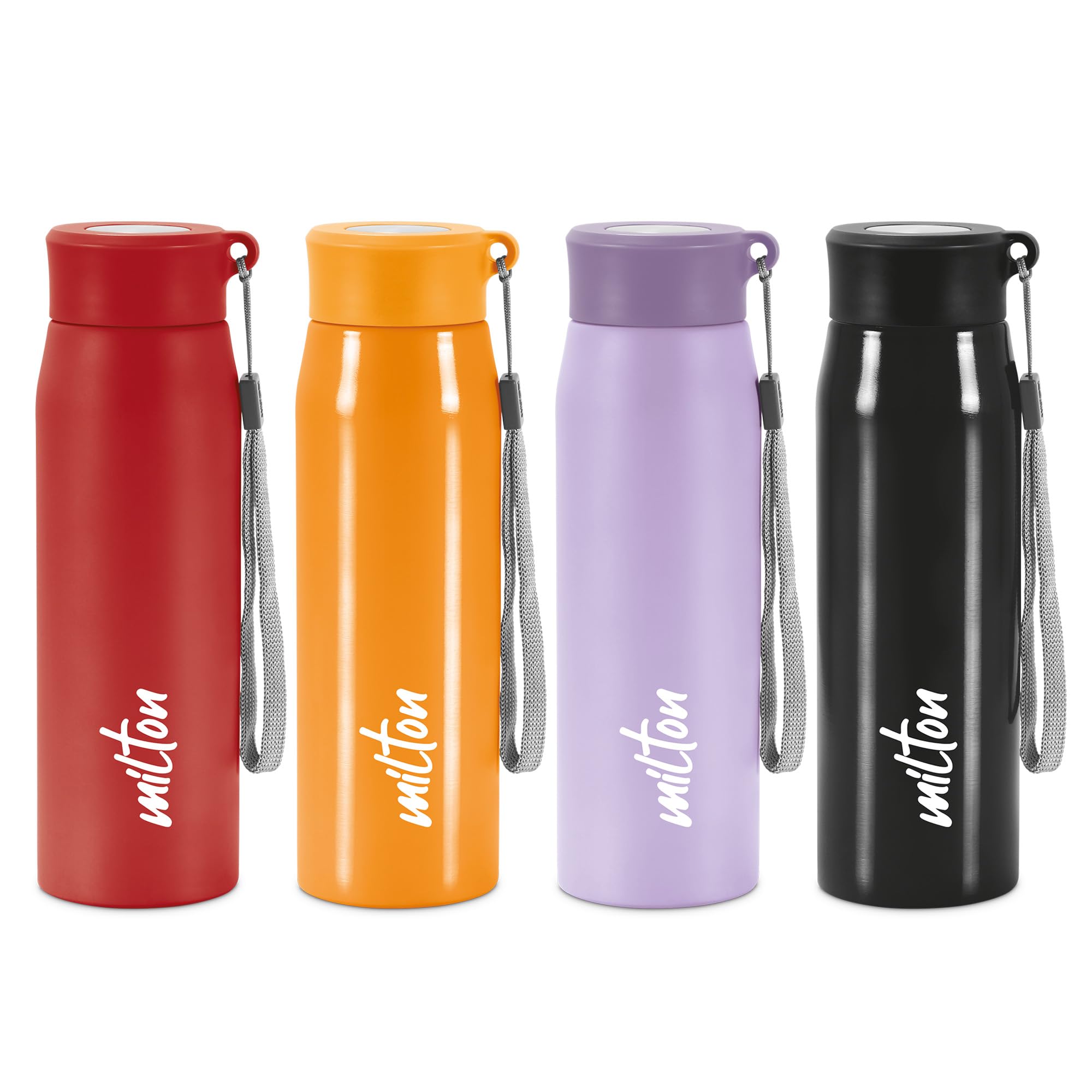 MILTON Handy 650 Stainless Steel Water Bottle Set of 4, 690 ml Each, Red, Orange, Purple, Black | Single walled | Leak Proof | Easy Grip | Gym | Home | Kitchen | Hiking | Treking | Travel (B0CFB3ZQBF) Amazon Price History, Amazon Price Tracker