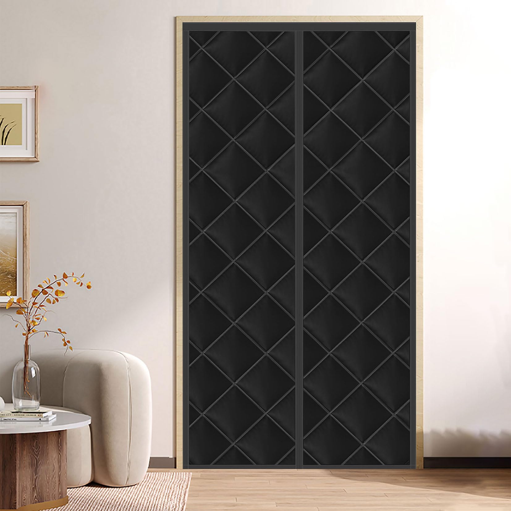 Rideau de Porte Isolant Thermique,Rideau de Porte Magnétique Auto-Absorbant, Anti Froid dans Cuisine&Maison Moustiquaire,Isolant Phonique,Pas de Perçage Nécessaire