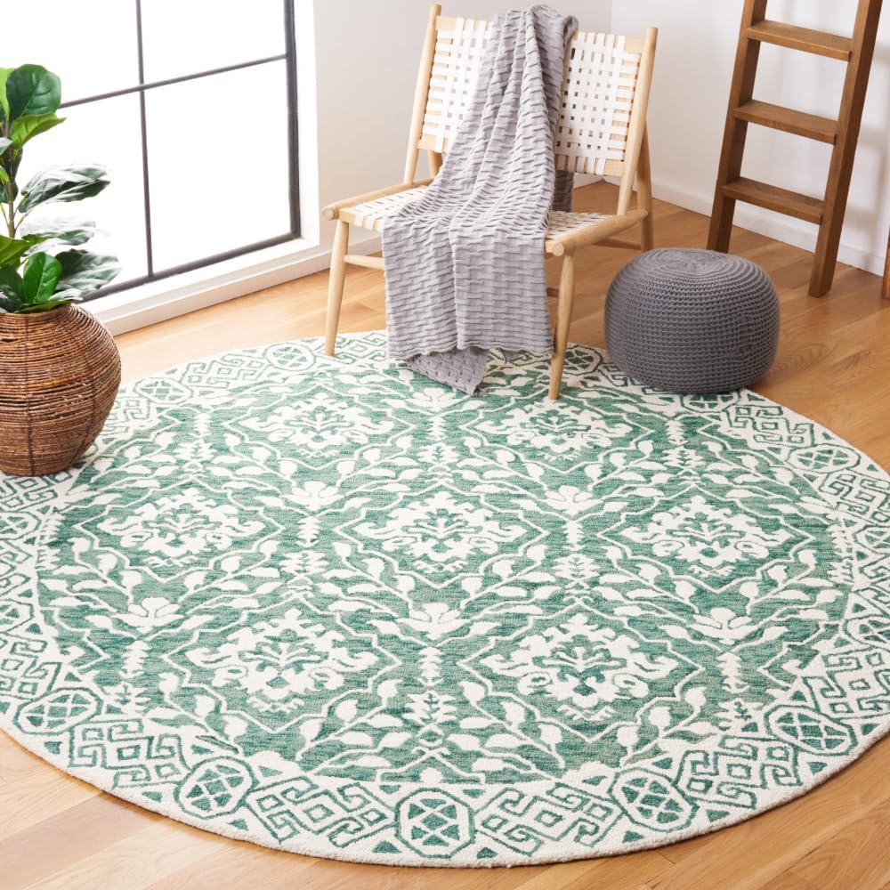 Ivory Watercolor Wool 7' Square Hand-Tufted Area Rug