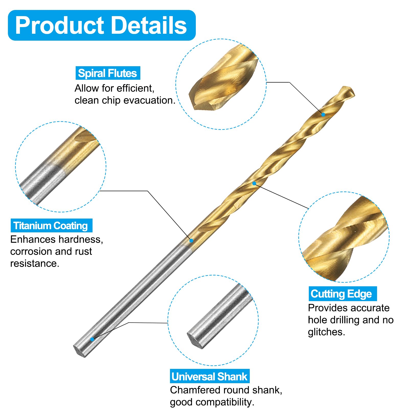 Set di maschi e punte da trapano, 1 maschio per filettatura a scanalatura dritta UNF 6-40 e 1 punta elicoidale da 2,7 mm, kit di utensili per filettatura HSS-6542 non rivestiti/rivestiti in titanio