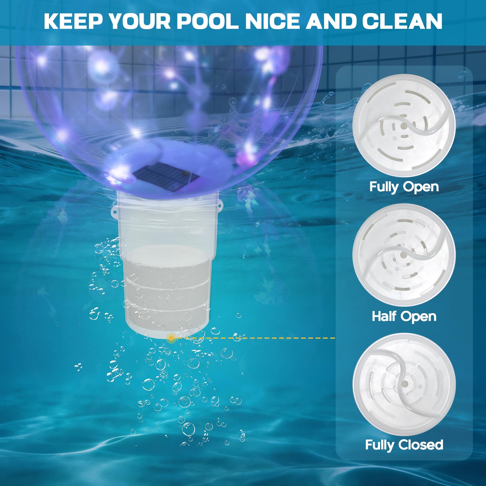 Idealife Dosierschwimmer Pool mit 36cm Solarlicht LED Kugelleuchte,RGB Farbmodi Pool Schwimmer Leuchtkugel mit Fernbedienung Timer,Solarlampen Chlor Dosierer Chlorspender,wasserdichte Einstellbar