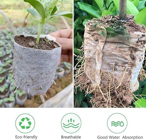 Miniatura 2 de Belit 50 bolsas no tejidas para vivero, macetas de plántulas para verduras, flores, cultivo de plantas (9.1 x 9.3 pulgadas)