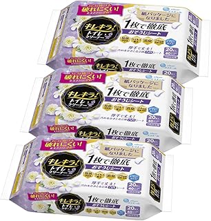 【Amazon.co.jp 限定】エリエール キレキラ ! トイレクリーナー つめかえ用 クリーンフローラルの香り 60枚(20枚×3個) 1枚で徹底おそうじシート 【まとめ買い】