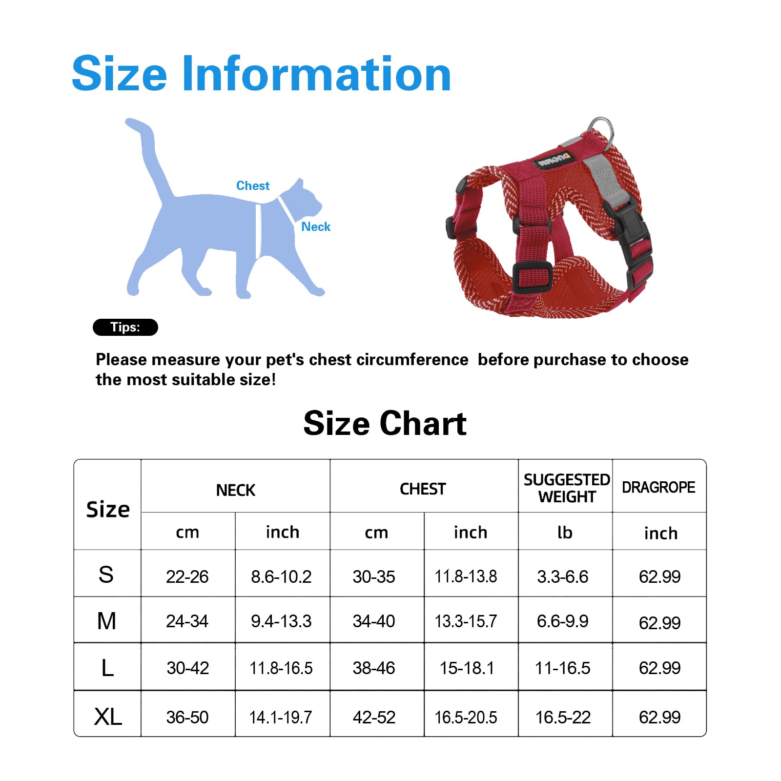 Muecleao Cat Harness and Lead Set, Adjustable Kitten Harness and Lead Set, Cat Harness with Reflective Strips - Image 2