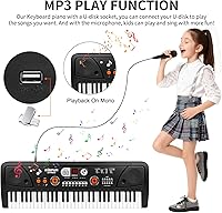 Vista 5 de Kids Keyboard Piano, 61 Keys Electric Piano Keyboard for Kids with Microphone MP3 Function Led Display Educational Musical Toys Birthday Xmas Gifts