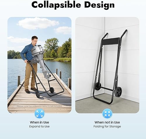 Miniatura 4 de Soporte de motor fuera de borda de capacidad de 154 libras, resistente, multiusos, soporte de motor de barco, carrito de transporte, soporte de