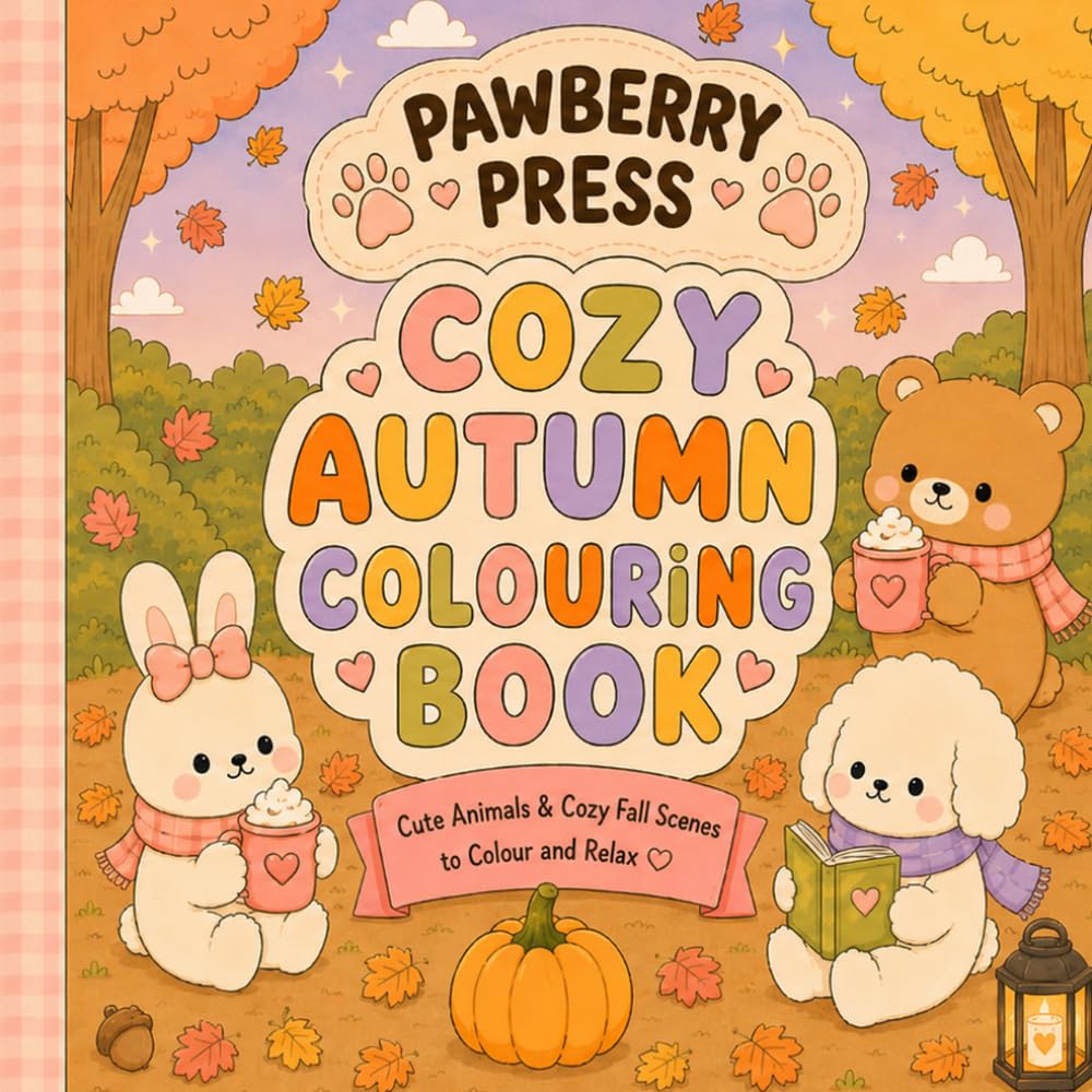 Cozy Autumn Colouring Book: Cute Animals & Cosy Autumn Scenes to Colour, Relax & Unwind