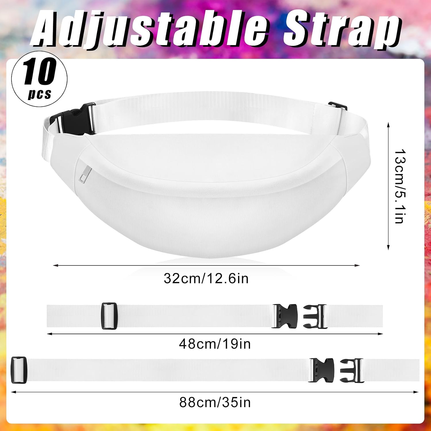 Silkfly White Cotton Fanny Pack for Tie Dye Kit White Items Things to Tie Dye Party Supplies Waist Pouch Dying Bulk for Large Groups Hip Belt Bags