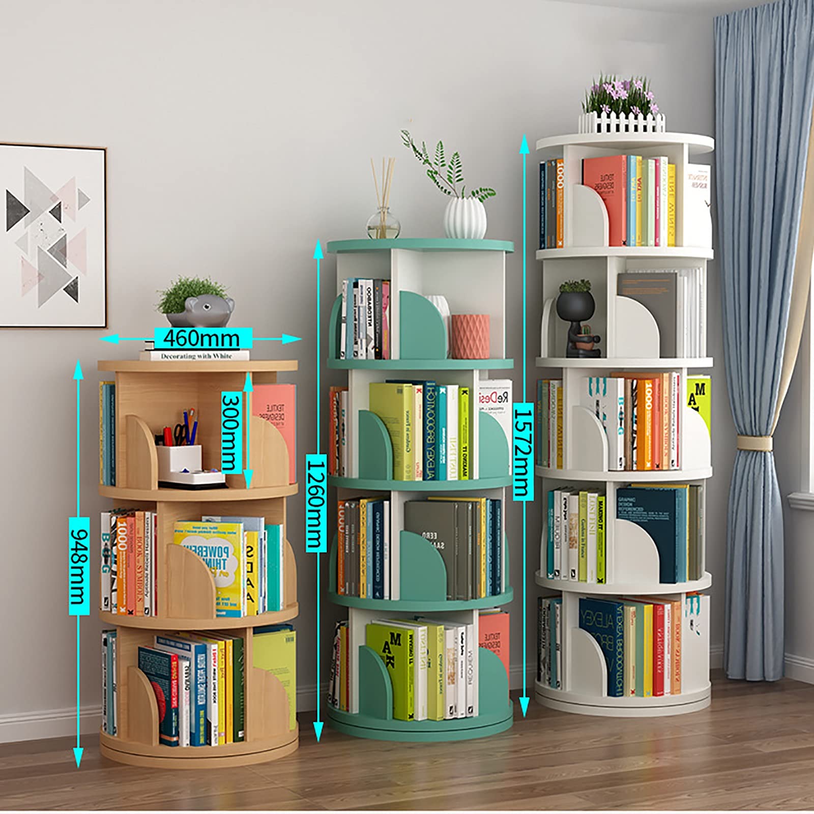 完成品!　　回転式　本棚　ブックシェルフ　DVD ラック　5段 回転式 コミックラック 5段 幅46.5cm 完成品 パイン材 （ 本棚 ラック
