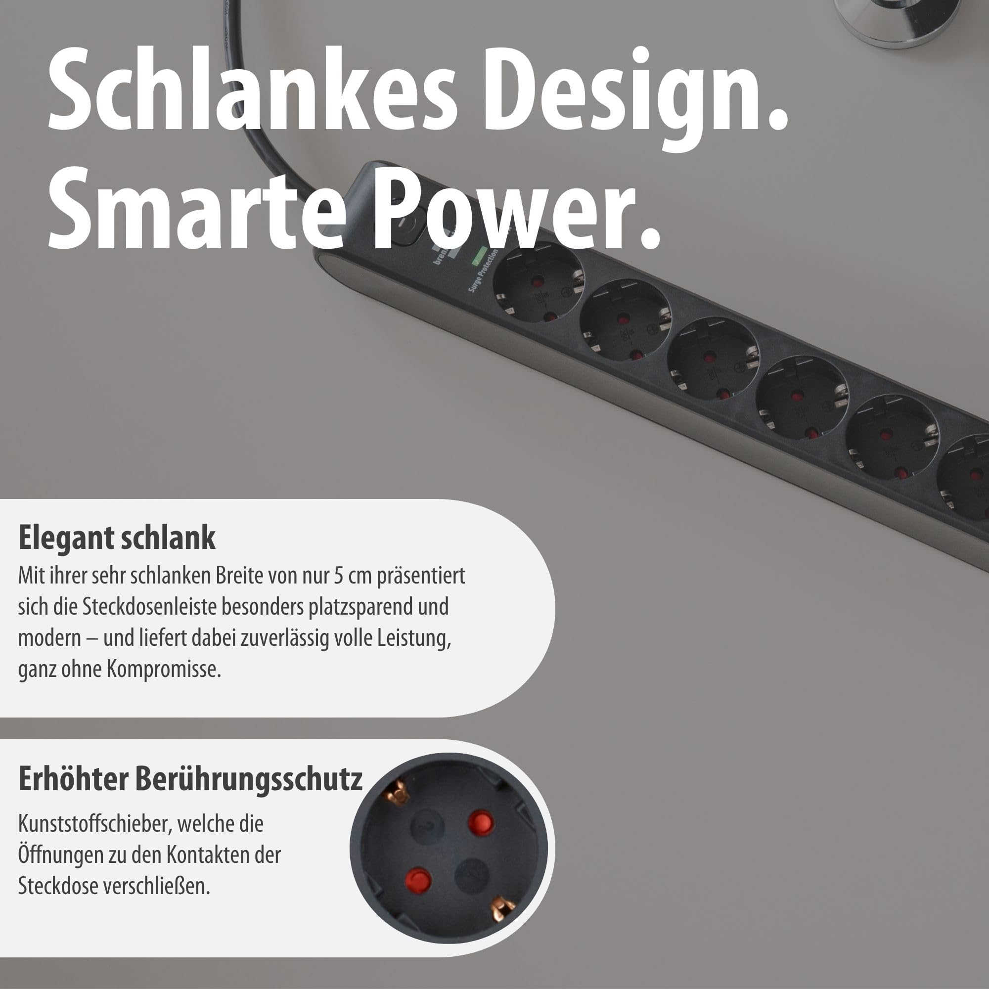 Brennenstuhl Ciabatta elettrica a 6 prese con USB e protezione da sovratensioni (presa multipla con 2 prese USB C PD 36 W per ricarica rapida e 1 USB A 36 W, interruttore, cavo da 2 m) nero