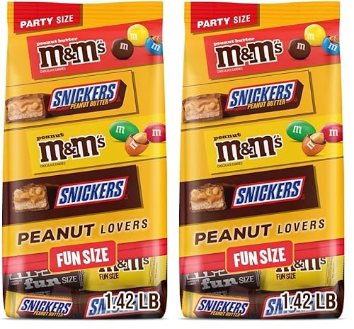 Mars Chocolate SNICKERS & M&M'S - Caramelos de chocolate surtidos de tamaño divertido para amantes de la mantequilla de maní y maní, paquete