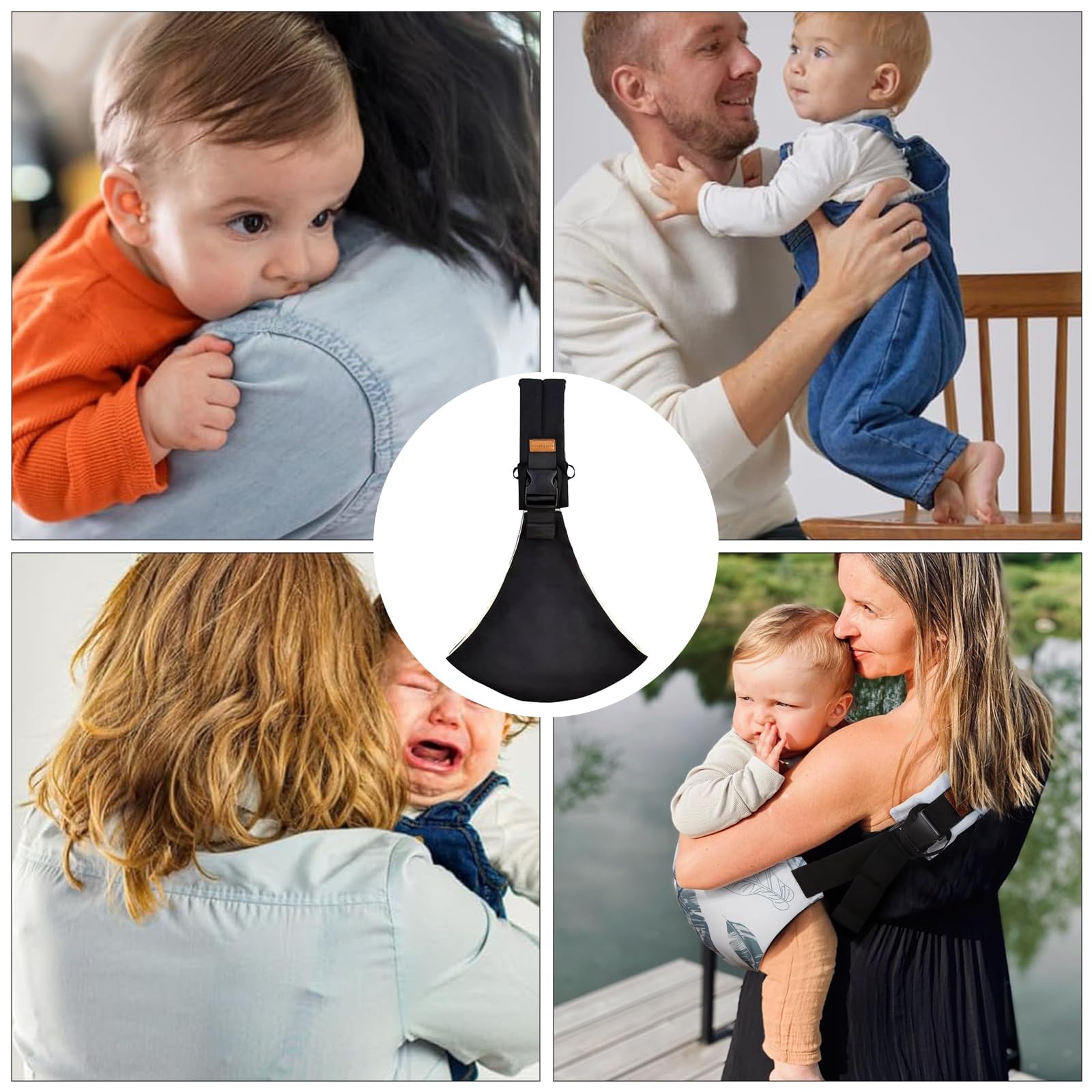 Écharpe De Portage Bébé AUYEAZGO En Coton Premium - Siège Hanche Réglable Gris (3,2 à 20,4 Kg)