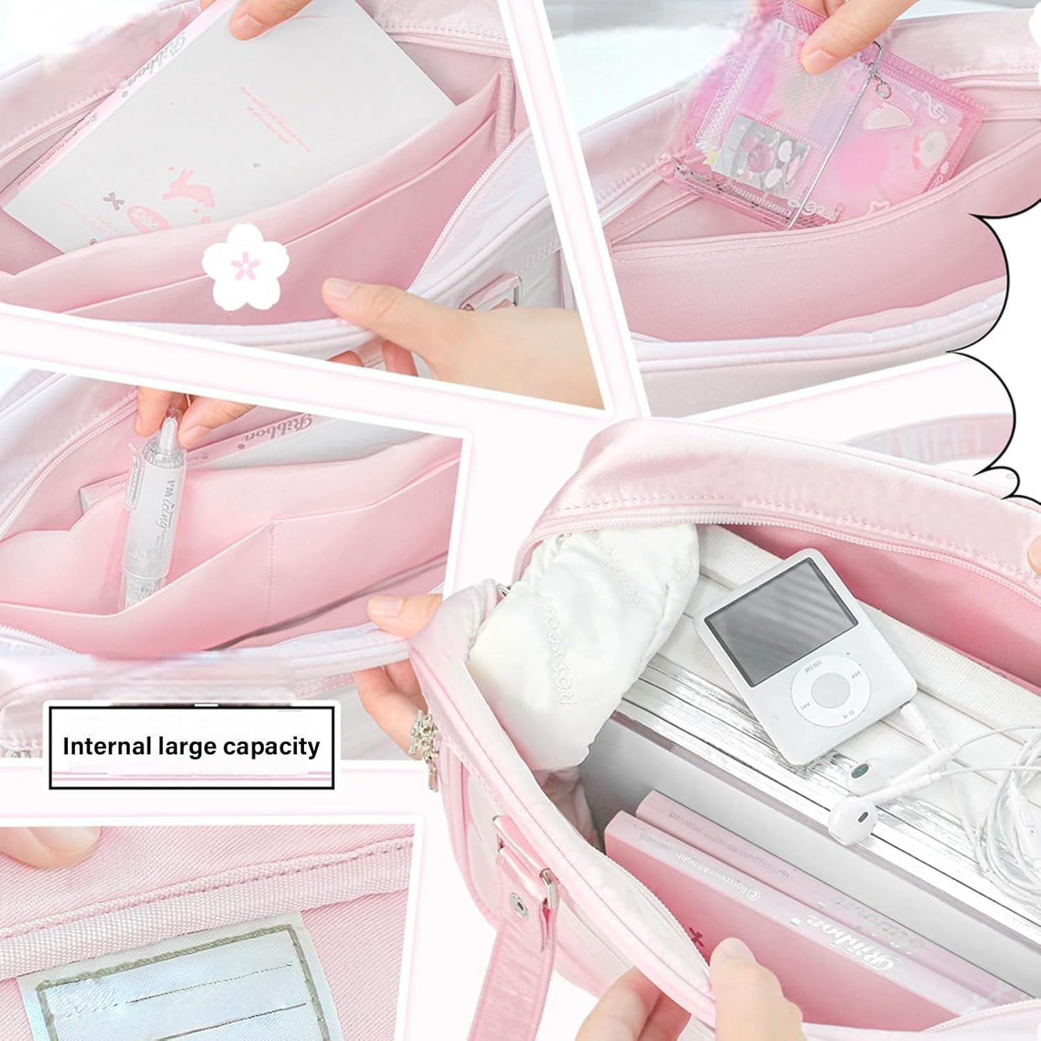 日本をテーマにしたクリアクロスボディバッグ レース付き - カジュアル痛バッグ ピンコレクター&amp;衣装用 和風クロスボディ 素