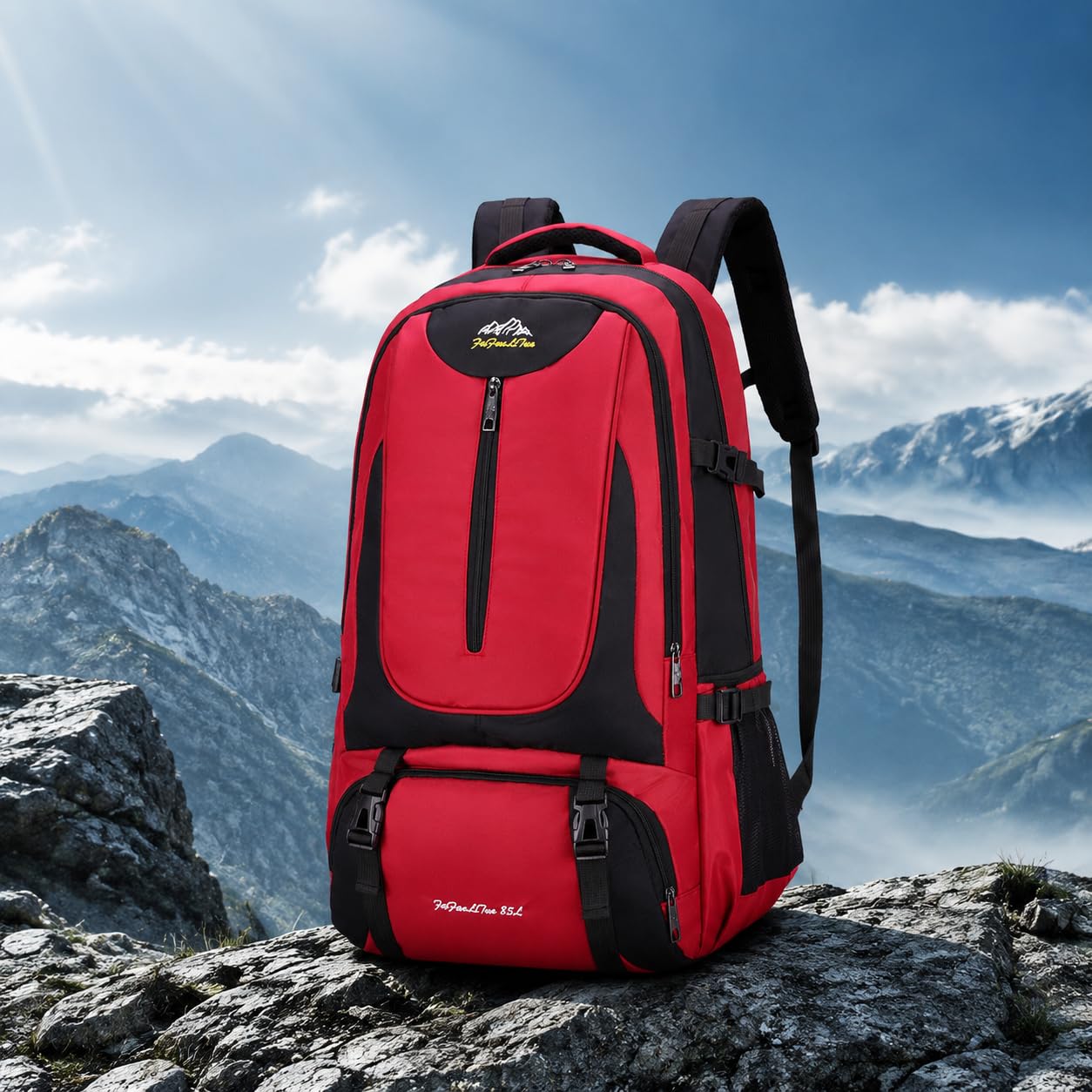 Zaino da e Trekking Impermeabile, per Escursionismo e Montagna, con Protezione Anti-, Rosso, Rosso, Medio (36 * 22 * 63cm)