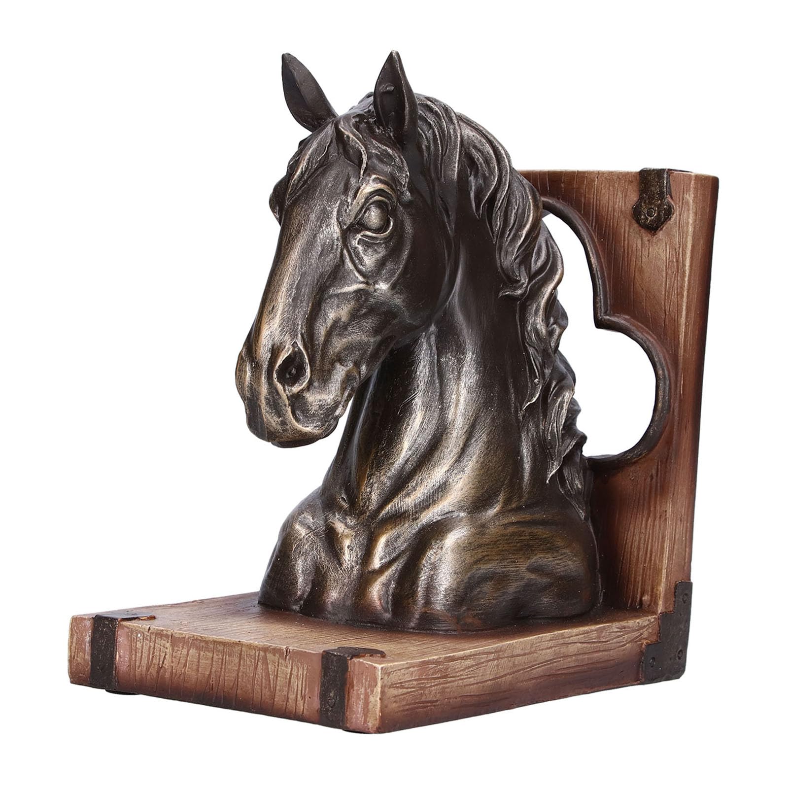 Vintage Horse Bookends Dekoracyjne, Wytrzymałe, żywiczne Końcówki do Książek na Półki w Biurze Domowym 2 Sztuki (głowa konia 2 szt)