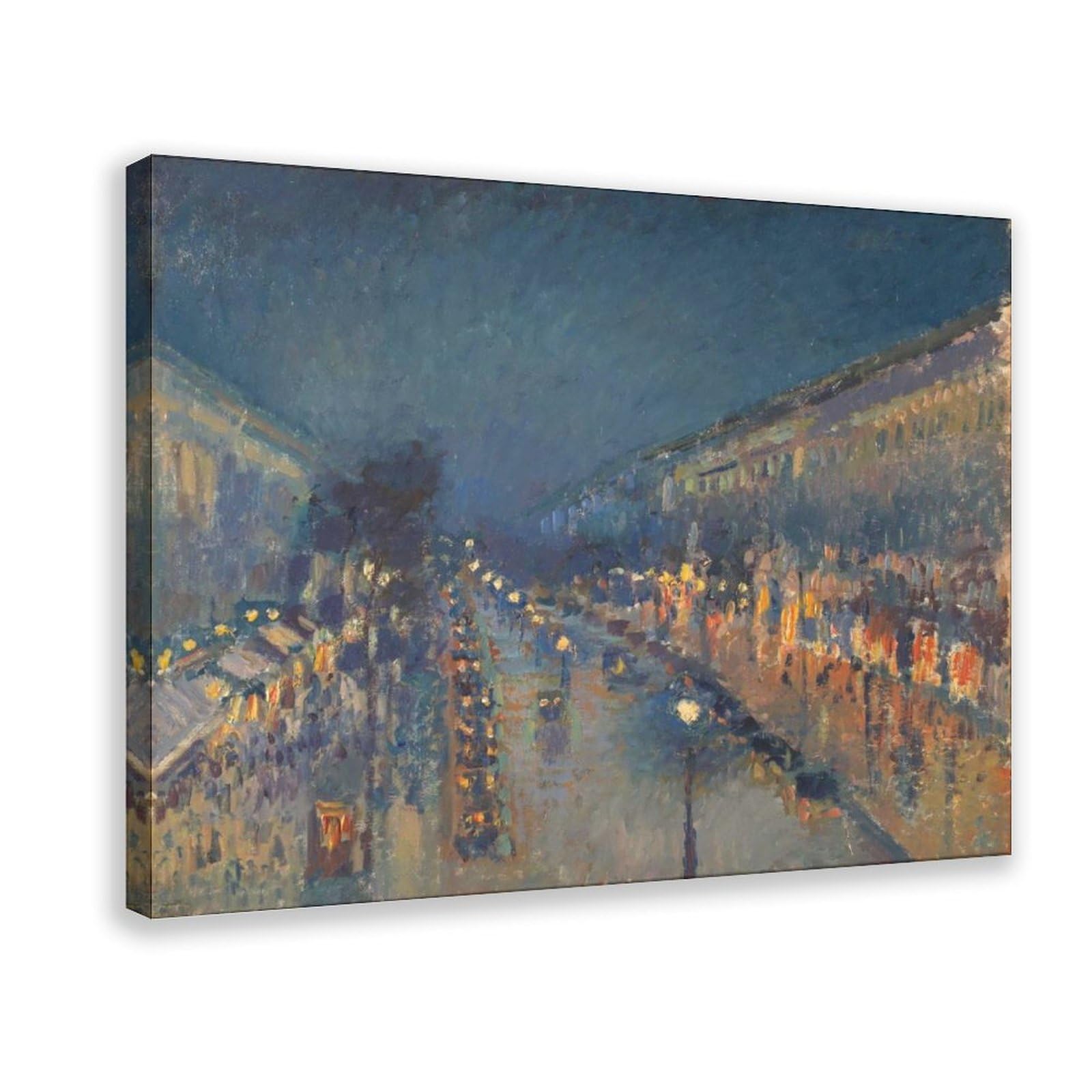 WCYB Camille Pissarro The Boulevard Montmartre at Night Posters Prints Canvas Deco Paintings Wall Art Hangable Frame 20" L X 30" W