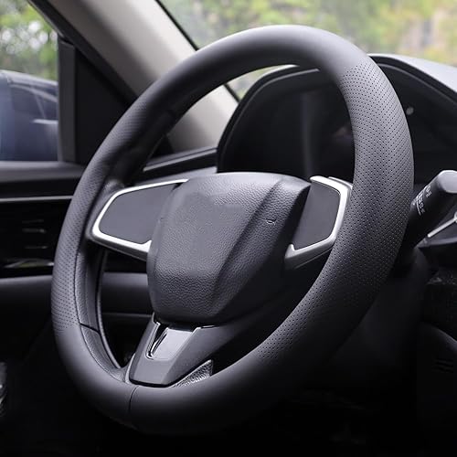 Miniatura 4 de Funda para volante de automóvil para Porsche 911 Macan Cayenne Panamera Boxster Cayman Accesorios, Cuero Negro 2024 14  ''-15''