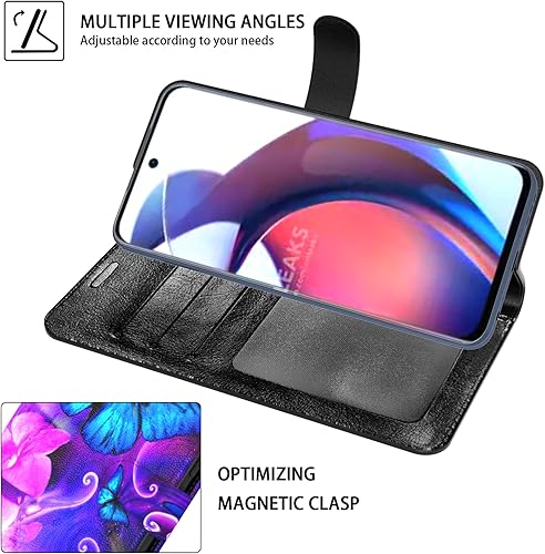 Miniatura 2 de Funda para Moto G 5G 2023, funda de piel sintética con soporte y ranuras para tarjetas, bolsillo para efectivo, funda de mariposa para Motorola G 5G