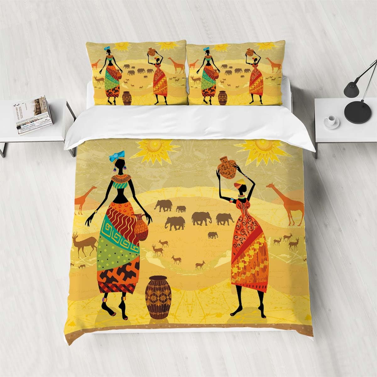 Parure de lit 200x200 cm avec housse de couette 3D et 2 taies d'oreiller Sjt006 en microfibre