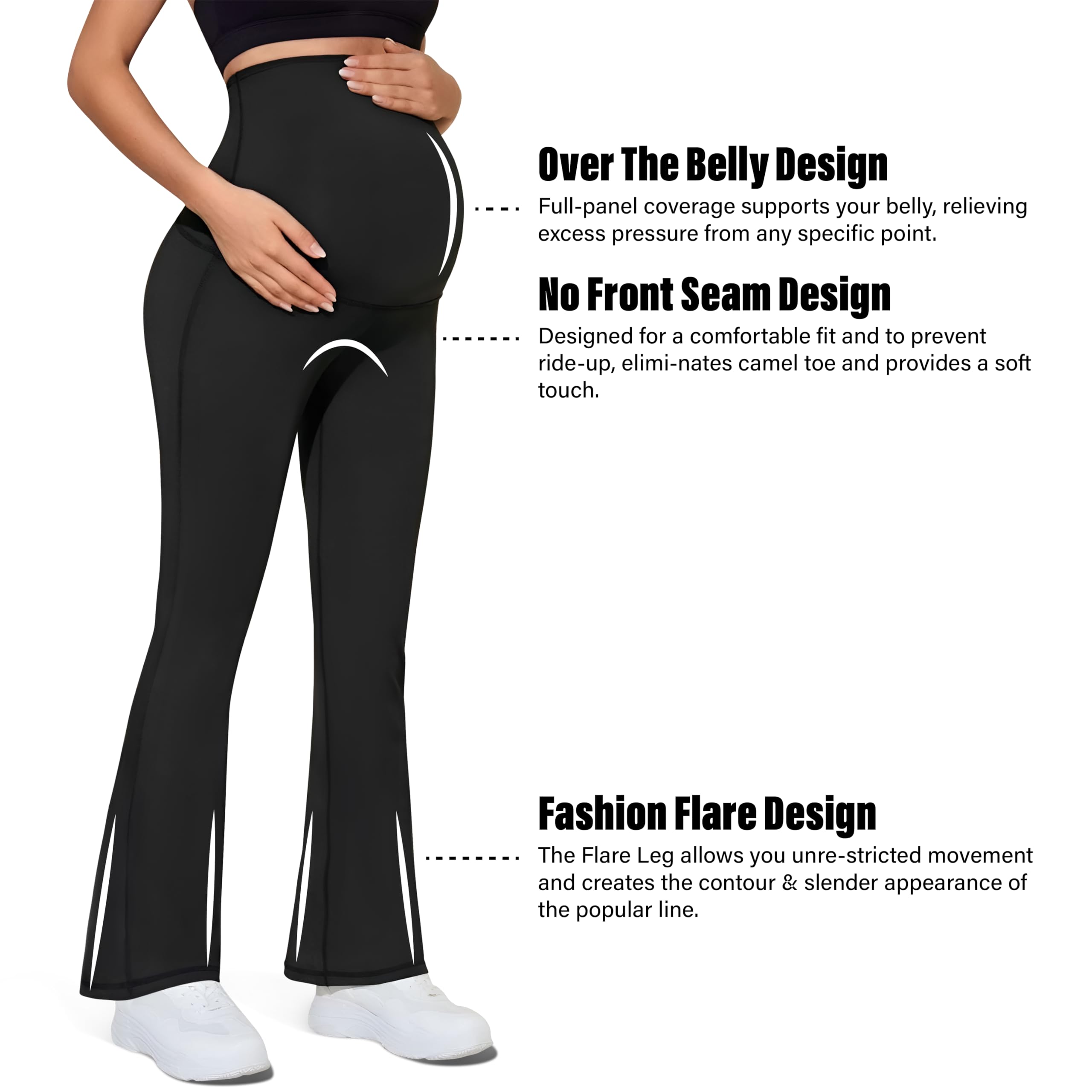Leggings acampanados de maternidad sobre el vientre, suaves como la mantequilla, pantalones acampanados para embarazo, yoga, casual