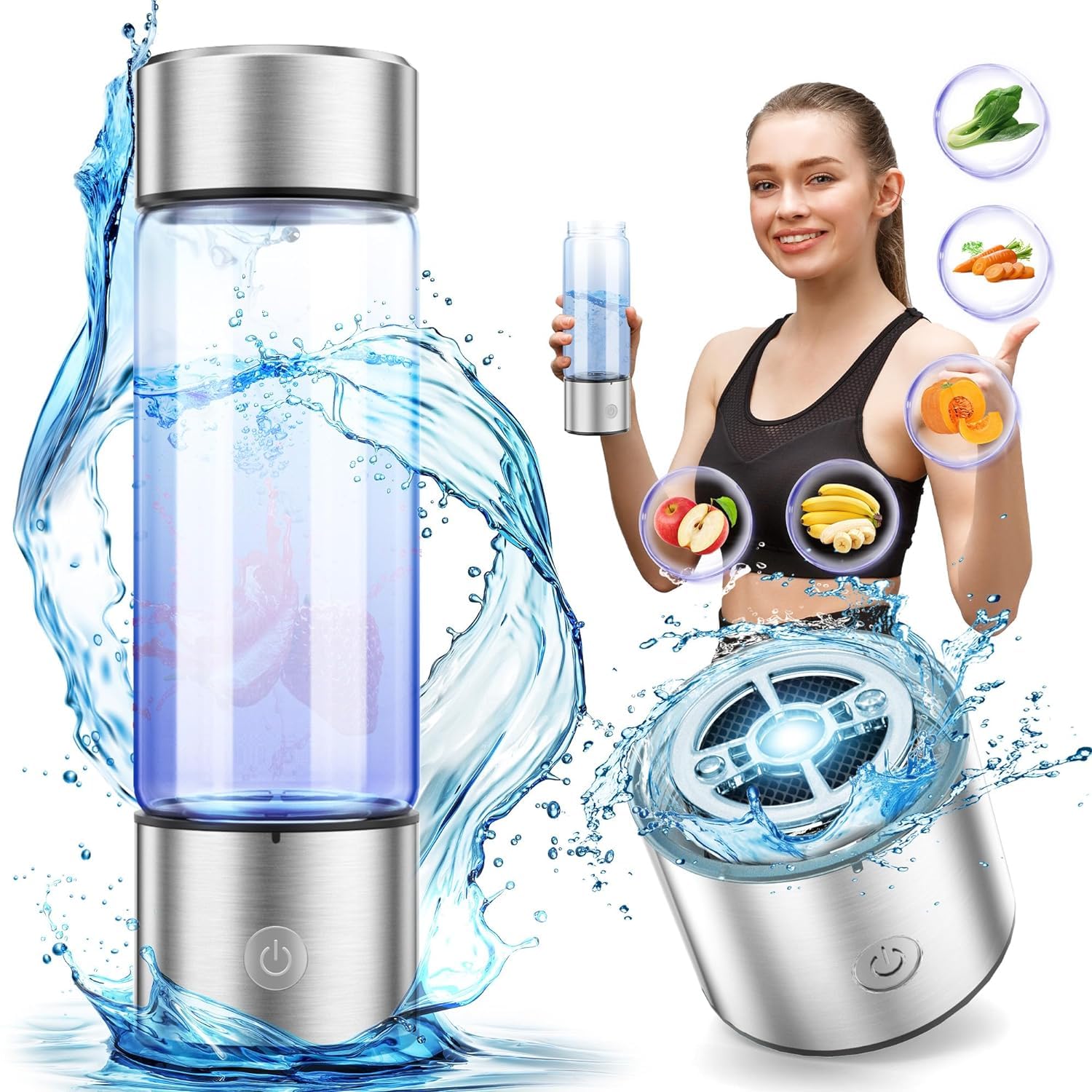 DINTO Hydrogen Water Bottle- Portable Hydrogen Water Bottle Generator- Hydrogen Bottle for Clean and Healthy Drinking Water- Hydrogen Water Machine Producing Ionized Water, Hydrogen Water Generator