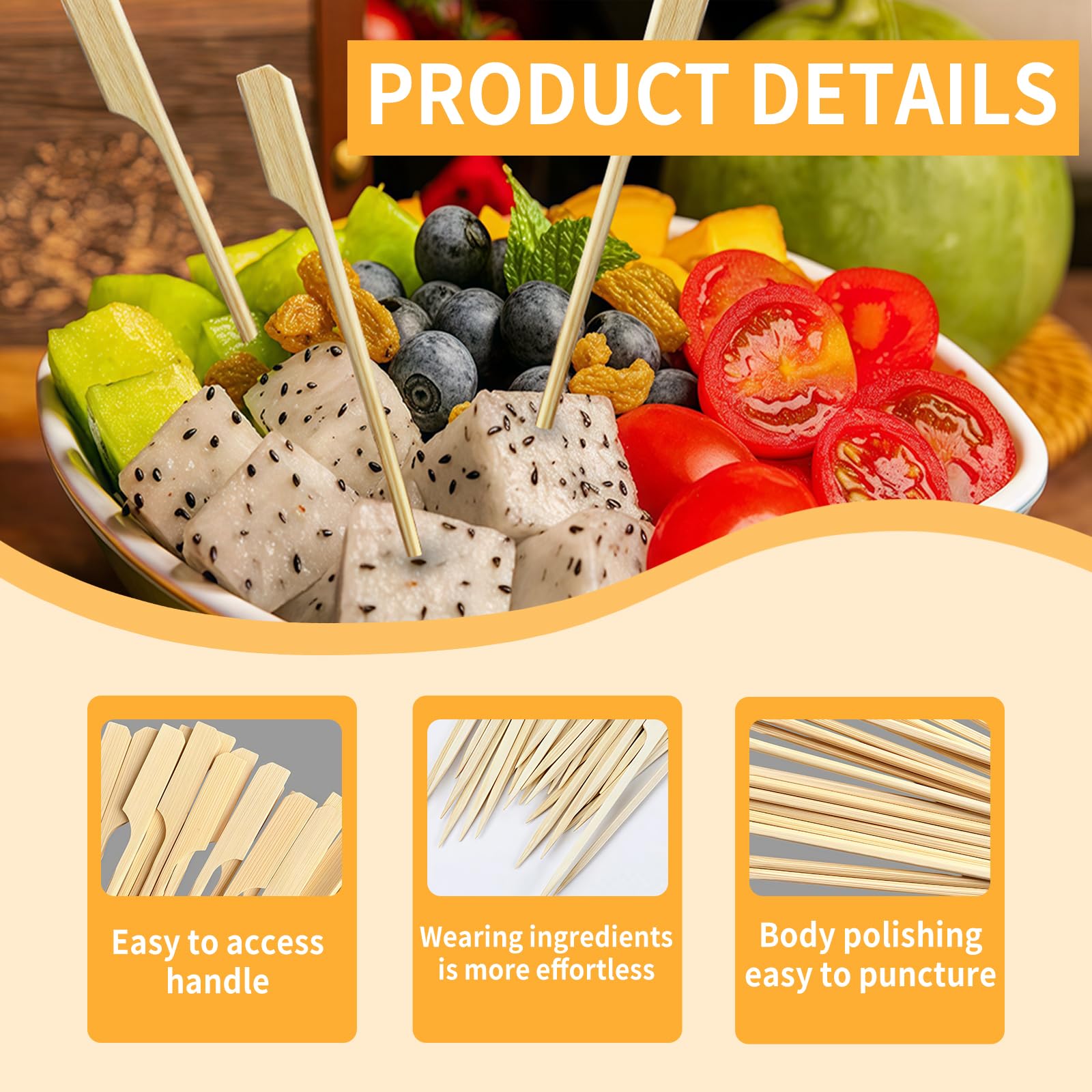 Lot de 500 marqueurs à steak assortis en bambou de 15 cm, brochettes en bois de bambou, bâtons de température de steak pour barbecue, cuisine, collations