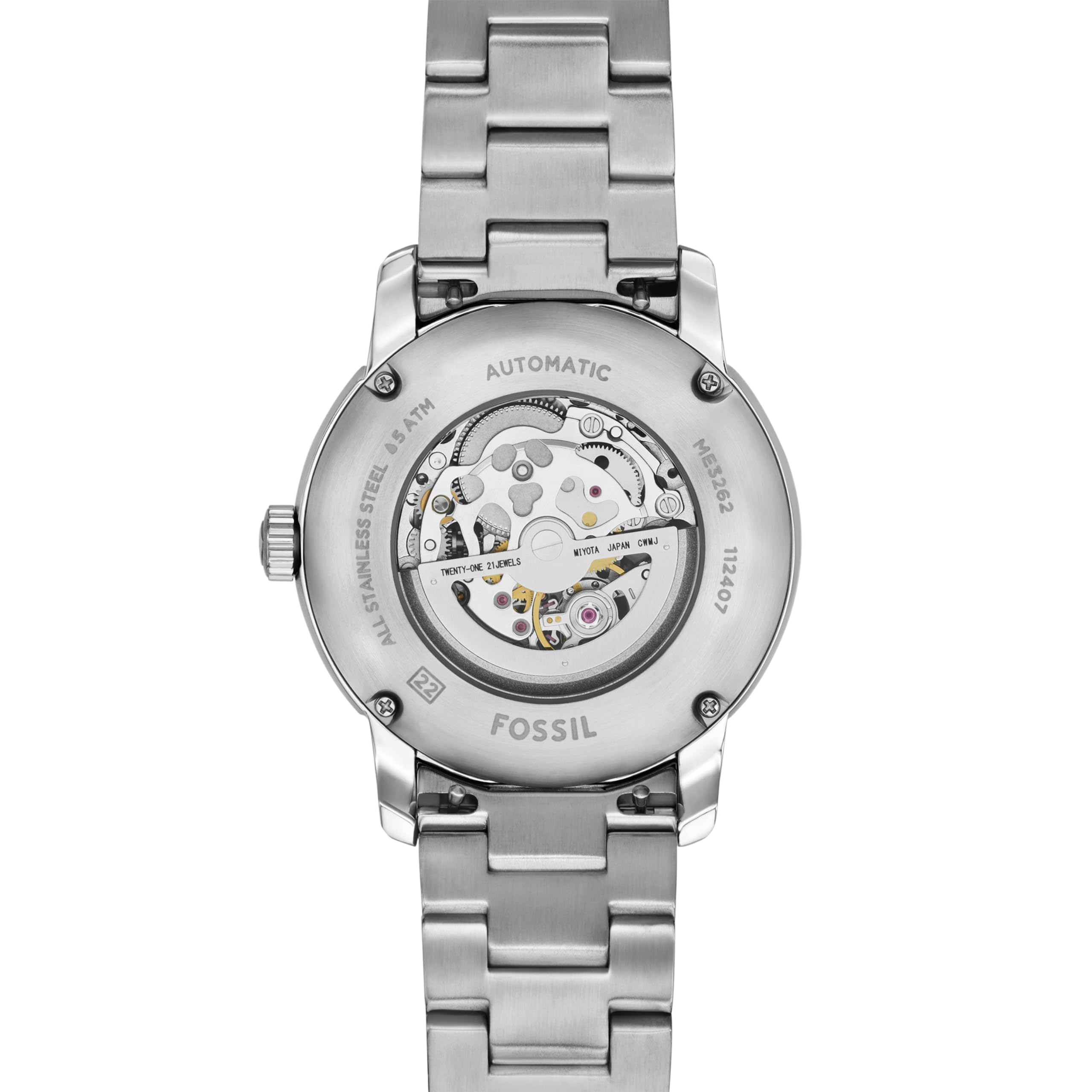 Fossil Reloj Analógico para Hombres de Automático con Correa en Acero Inoxidable ME3262