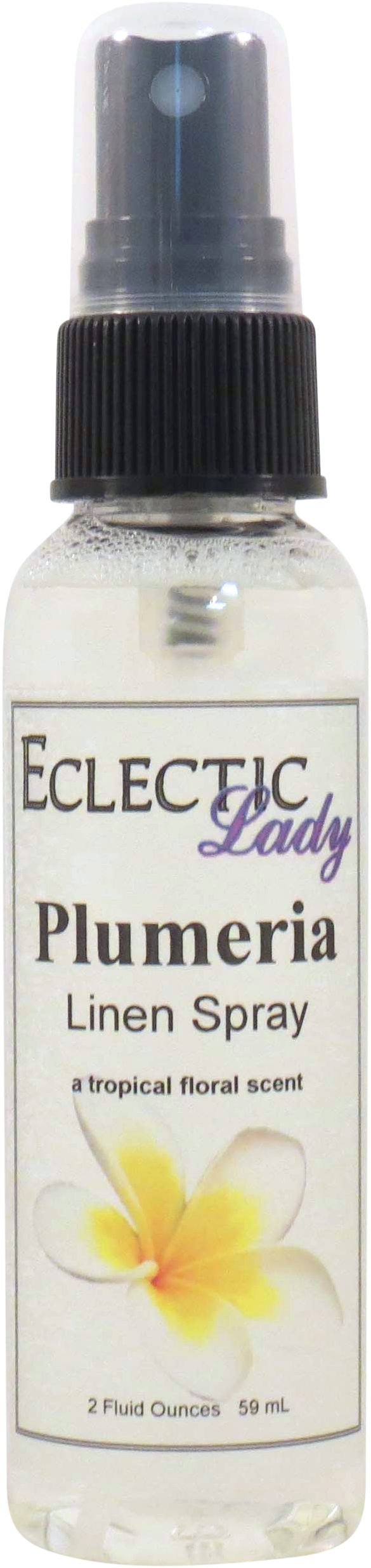 Plumeria Linen Spray (Double Strength), 4 ounces - Eclectic Lady Sheet and Linen Spray - No Artificial Colors, Parabens, or Preservatives - Long-Lasting Scent for Bed, Fabric & Pillow