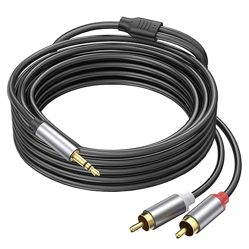 Cable de 0.138 in a RCA, adaptador de audio RCA macho a auxiliar, adaptador de conector de auriculares de sonido de alta fidelidad, carcasa de