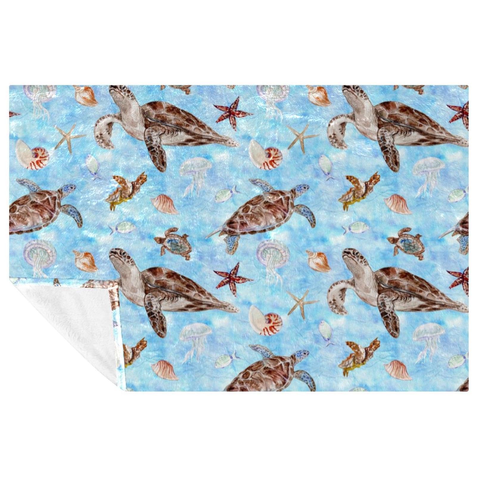 Couverture tortue de mer chaude jeté de canapé lit et plage 150x100 cm