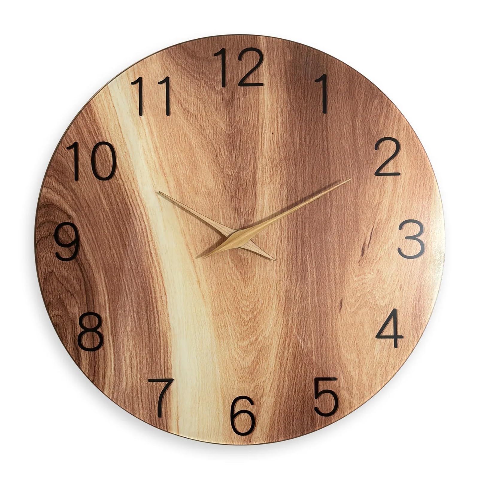 BDFJEDS Wall Clock 1pc 12-16inch Wall Clock, Wood Grain Pattern With Solid Hands Design, Tempered Glass Mute, Home Decoration(16inch)
