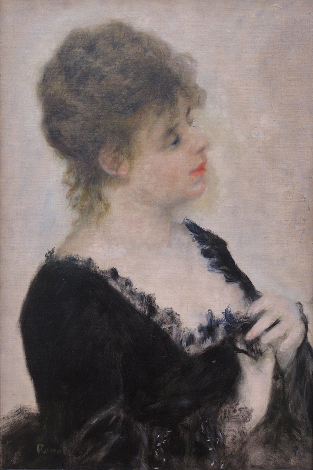 Lámina mate de Retrato de una mujer joven por Pierre Auguste Renoir, tamaño mediano
