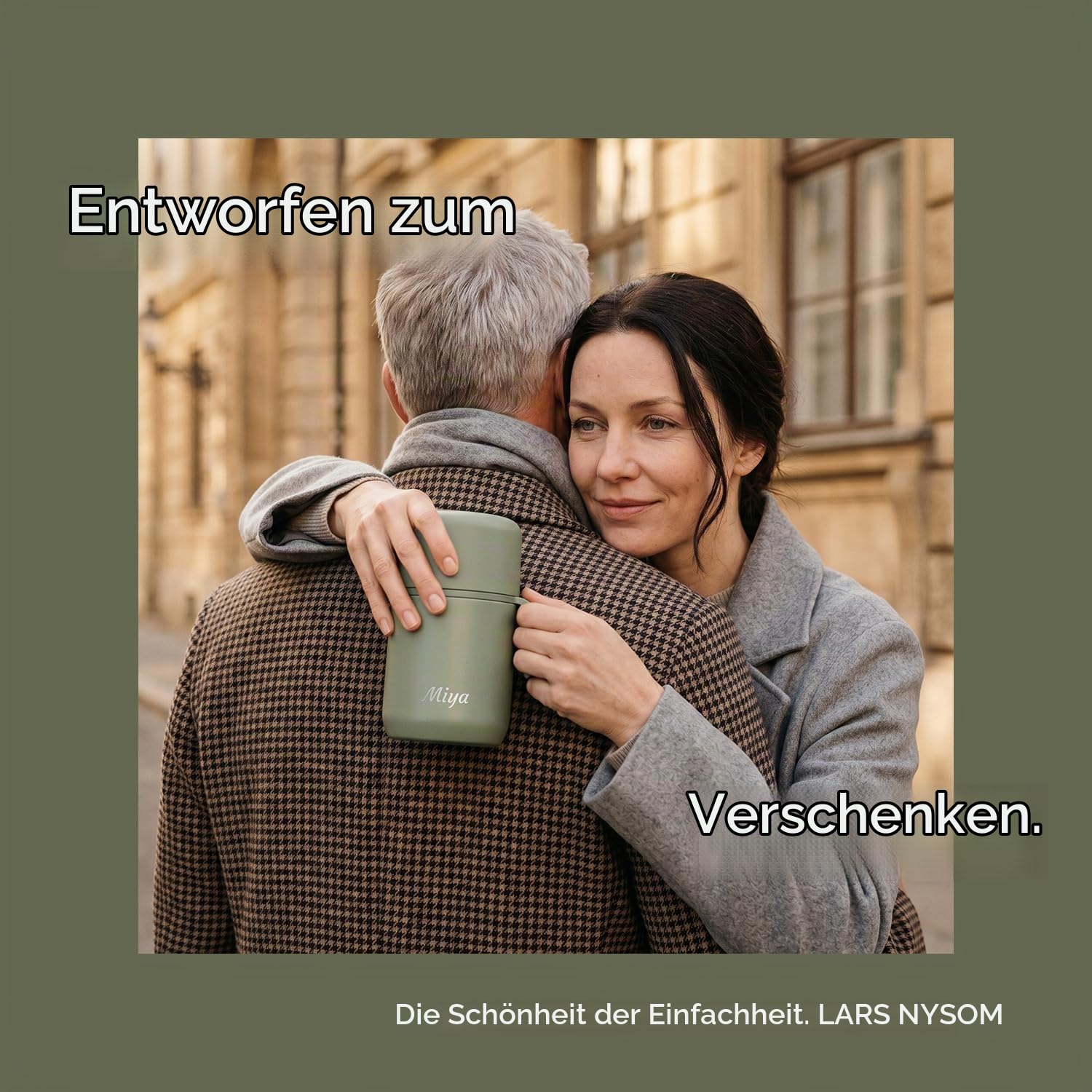 LARS NYSØM Personalisierter Thermobehälter für Essen aus Edelstahl mit Isolierbehälter & Vakuum Speisebehälter mit Gravur - als Geschenk-Idee mit Namen für Männer und Frauen (Sage Green, 700ml)