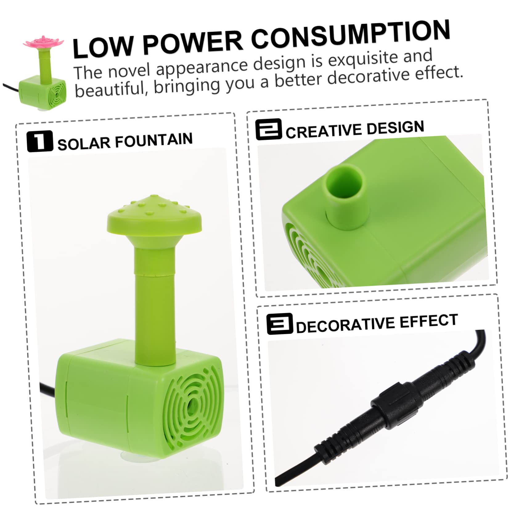 Pompa Solare per Fontana da Esterno Decorativa, Automatica, Plastica | Cortili Risparmio Energetico Spazi Verdi Attraente e Aspetto Creativo Energia Solare