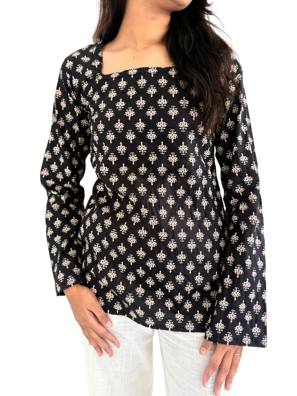 girllyfy Womens Cotton Printed Full Sleeve Ethnic Wear with Square Neck and Flared Sleeves-picture-50