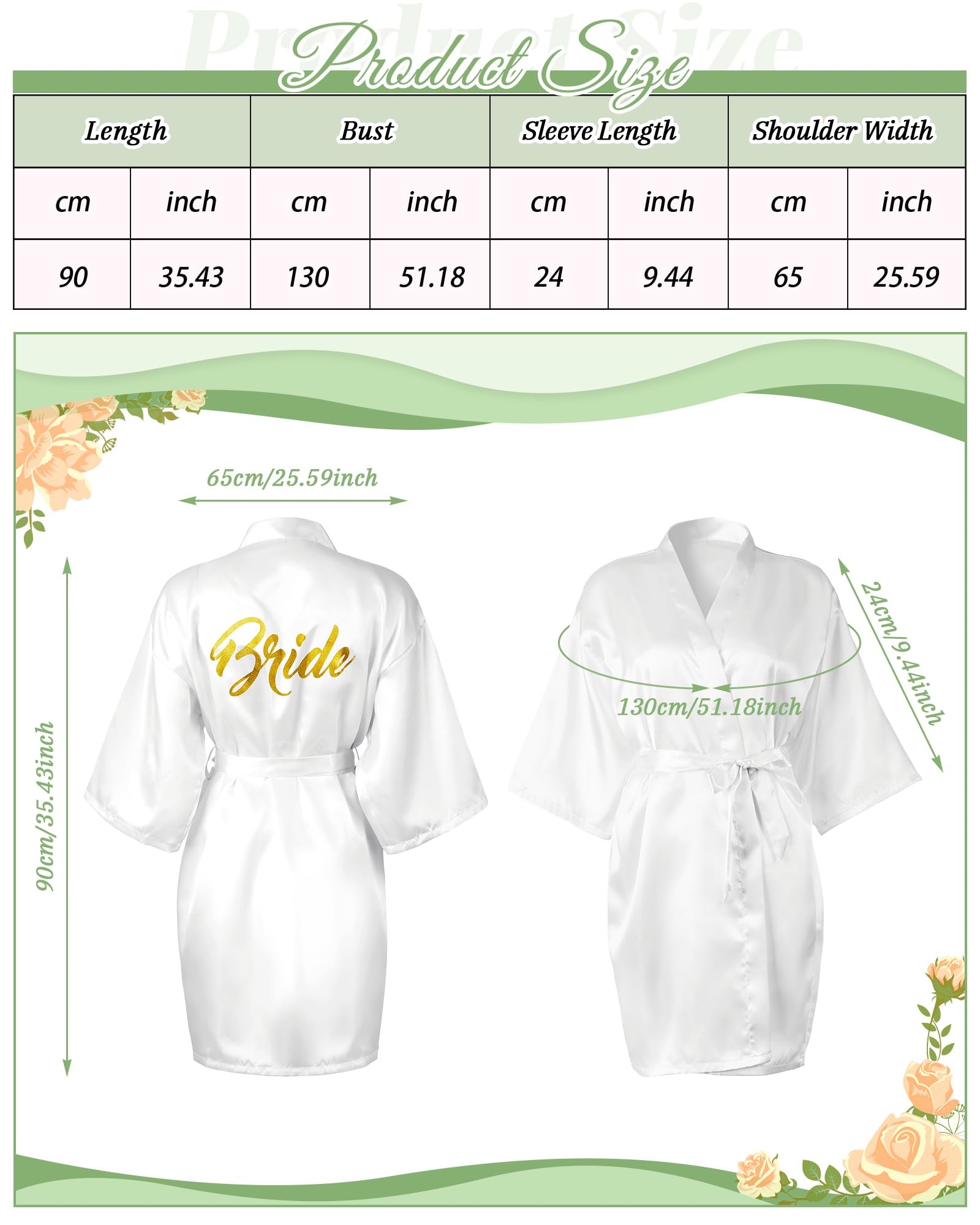 Jecery Das 10-teilige Brautmantel-Set beinhaltet 9 Kimono-Brautjungfern-Bademäntel für die Hochzeit, kurz bestickt, Brautparty-Roben