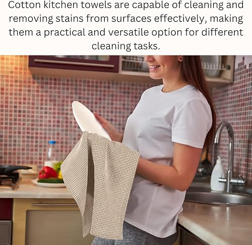 Miniatura 5 de Urbana Cotton Juego de 12 toallas de cocina surtidas de gofres, 100% algodón, súper suaves, absorbentes, reutilizables, lavables a máquina, toalla